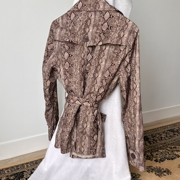 George Snakeskin Print Trench Coat - Size Large - Picture 3 of 5